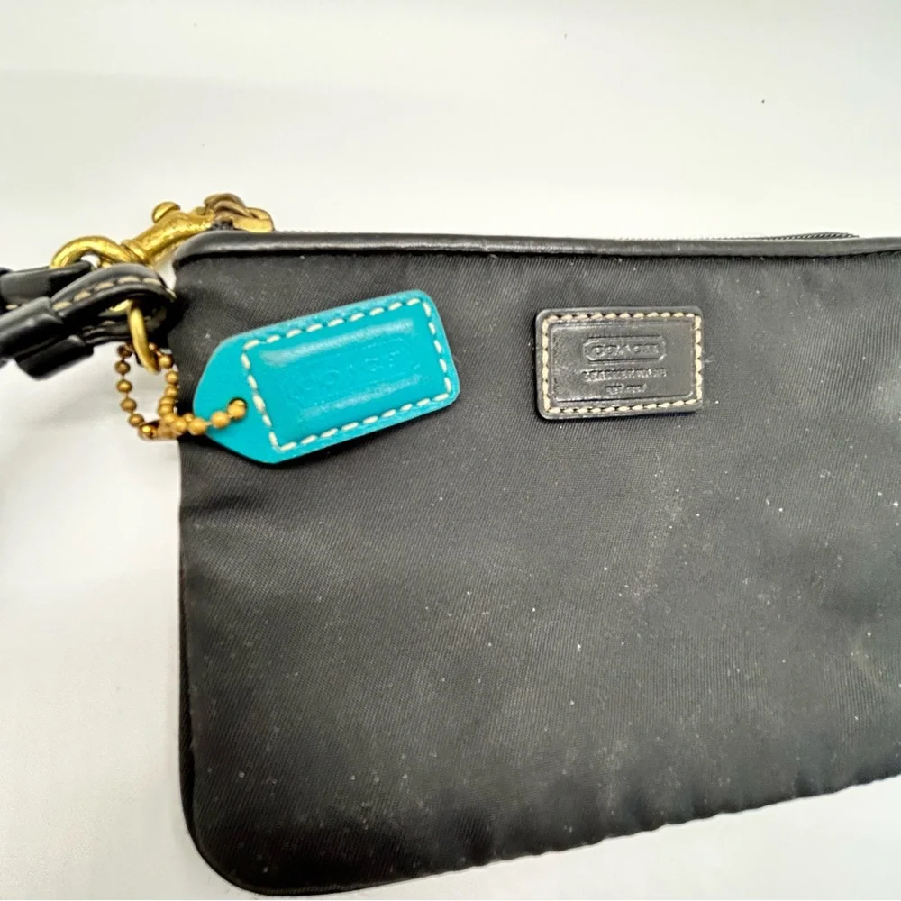 Coach Black Wristlet Nylon Leather Trim - Picture 6 of 9